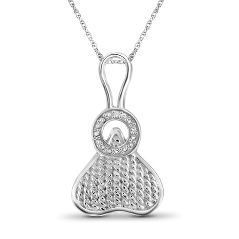 JewelonFire Accent White Diamond Pendant in Sterling Silver