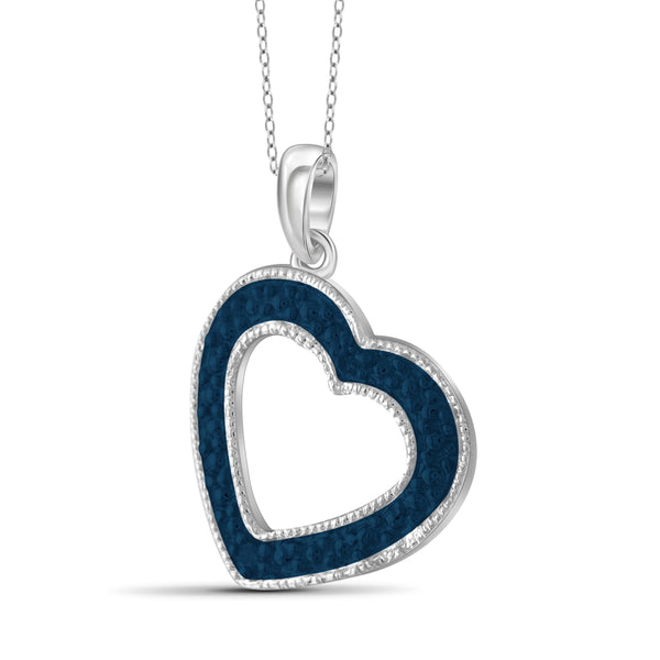 JewelonFire Blue Diamond Accent Sterling Silver Heart Pendant