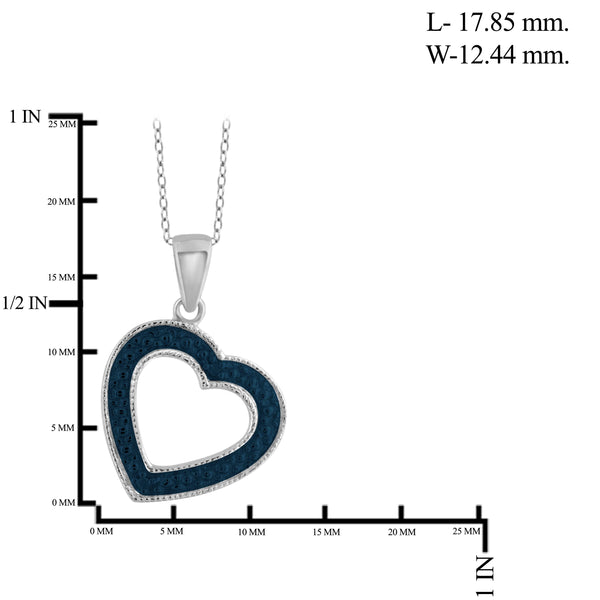 JewelonFire Blue Diamond Accent Sterling Silver Heart Pendant