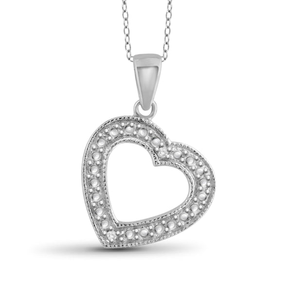 JewelonFire White Diamond Accent Sterling Silver Heart Pendant - Assorted Colors