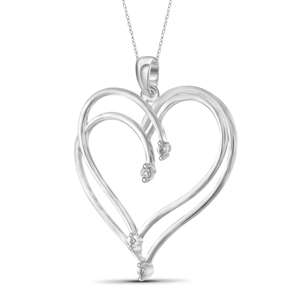 JewelonFire White Diamond Accent Sterling Silver Heart Pendant - Assorted Colors