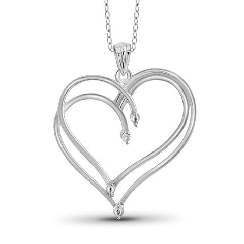 JewelonFire White Diamond Accent Sterling Silver Heart Pendant - Assorted Colors