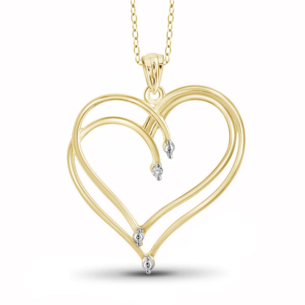 JewelonFire White Diamond Accent Sterling Silver Heart Pendant - Assorted Colors