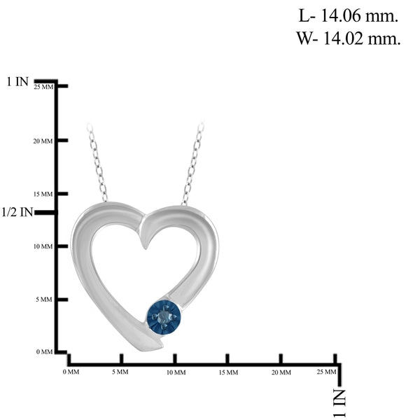 JewelonFire True Love Blue Diamond Accent Sterling Silver Heart Pendant