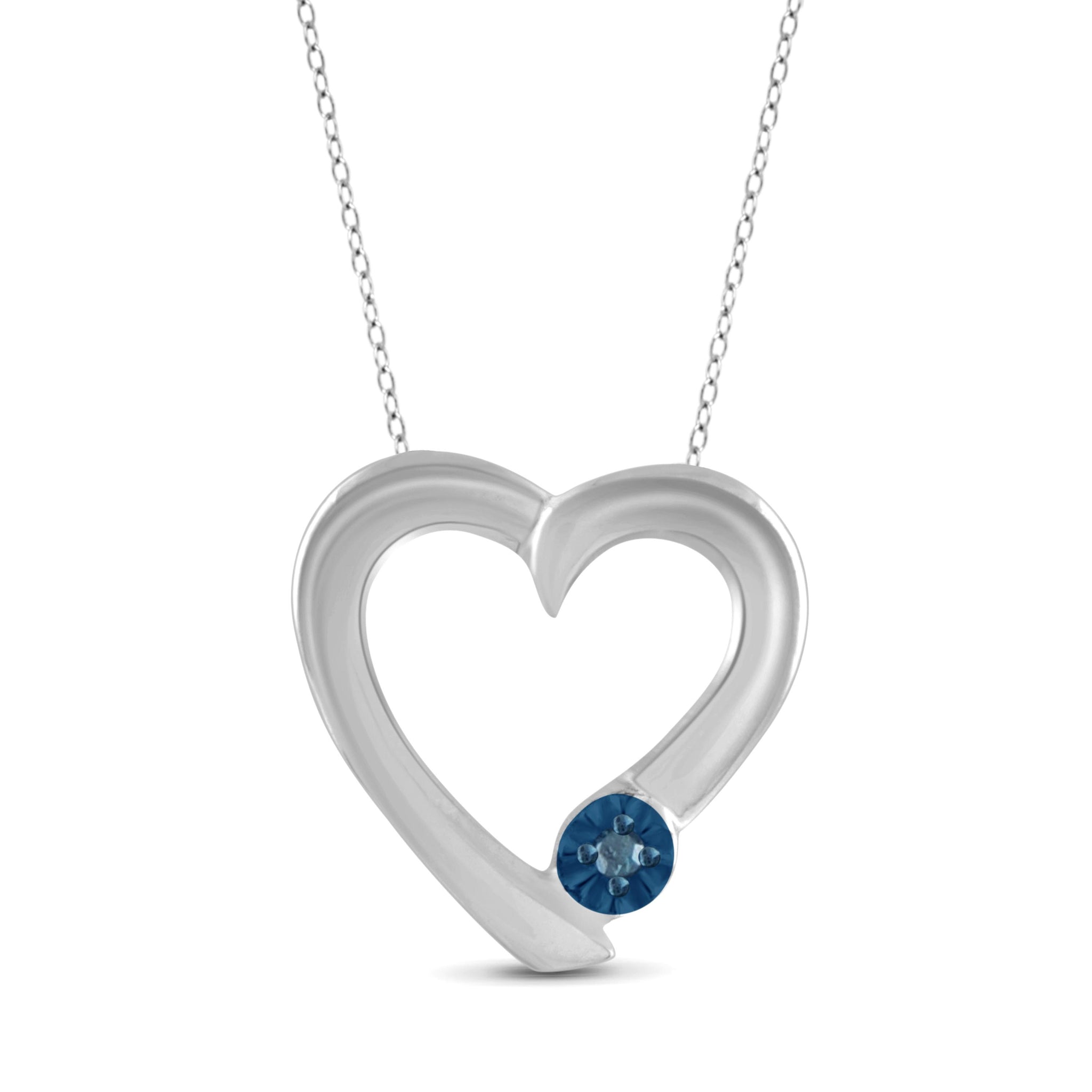 JewelonFire True Love Blue Diamond Accent Sterling Silver Heart Pendant