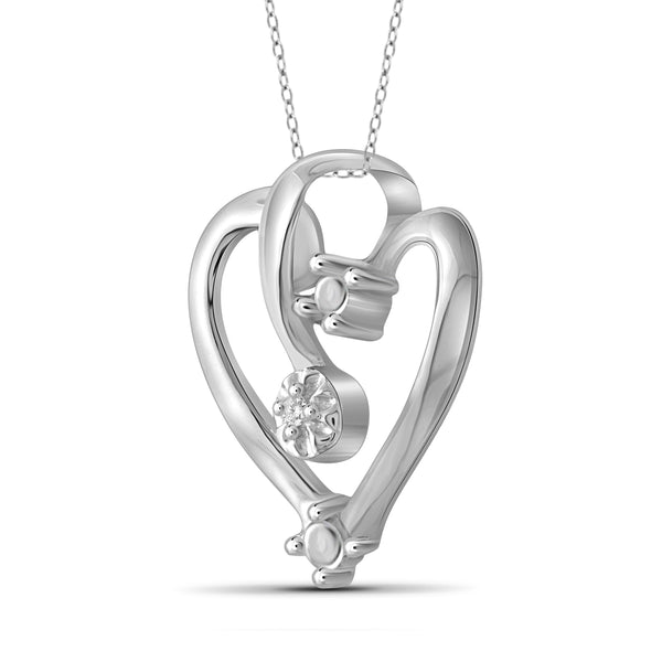 JewelonFire White Diamond Accent Sterling Silver Heart Pendant - Assorted Colors