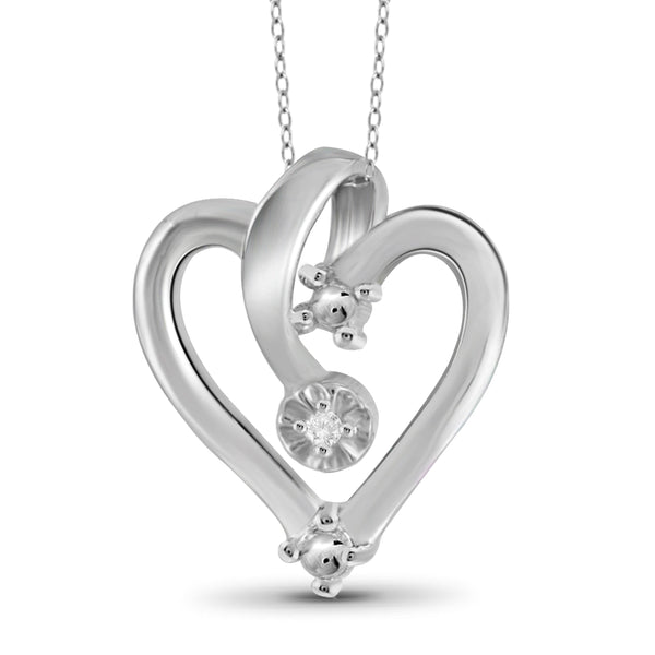 JewelonFire White Diamond Accent Sterling Silver Heart Pendant - Assorted Colors