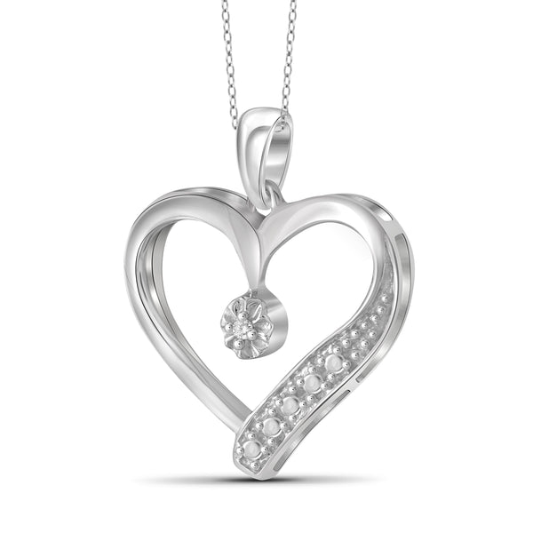 JewelonFire White Diamond Accent Sterling Silver Heart Pendant - Assorted Colors