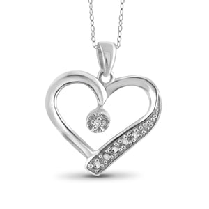 JewelonFire White Diamond Accent Sterling Silver Heart Pendant - Assorted Colors