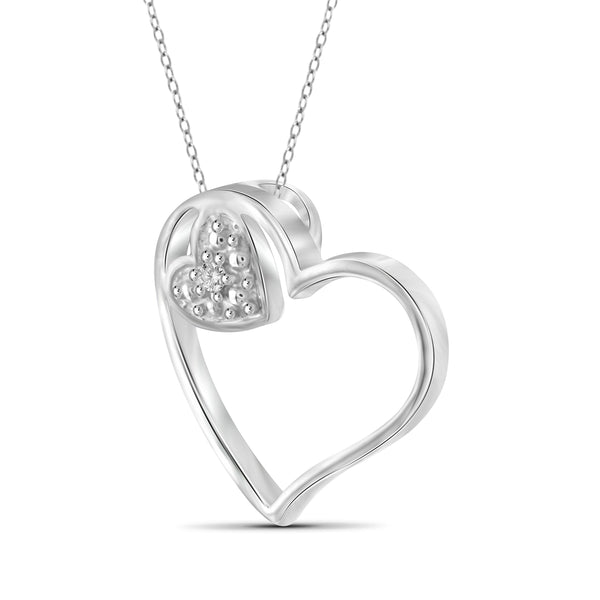 JewelonFire White Diamond Accent Sterling Silver Heart Pendant - Assorted Colors