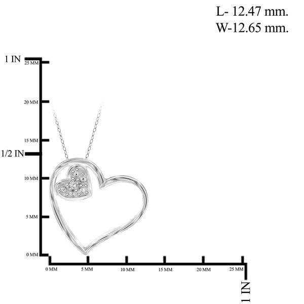 JewelonFire White Diamond Accent Sterling Silver Heart Pendant - Assorted Colors
