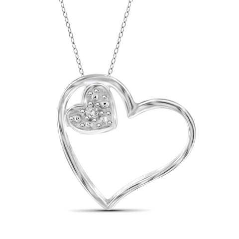 JewelonFire White Diamond Accent Sterling Silver Heart Pendant - Assorted Colors