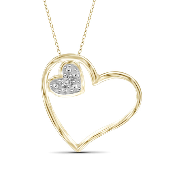 JewelonFire White Diamond Accent Sterling Silver Heart Pendant - Assorted Colors