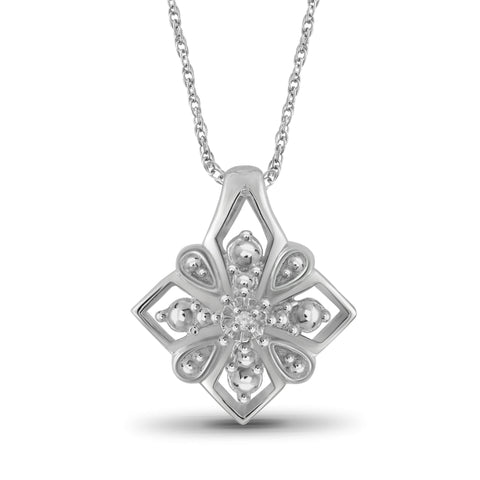 JewelonFire Accent White Diamond Pendant in Sterling Silver