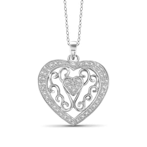 JewelonFire White Diamond Accent Sterling Silver Heart Pendant - Assorted Colors