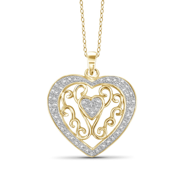 JewelonFire White Diamond Accent Sterling Silver Heart Pendant - Assorted Colors