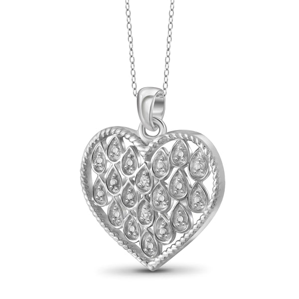 JewelonFire White Diamond Accent Sterling Silver Heart Pendant - Assorted Colors