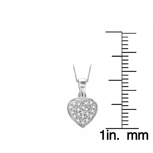 JewelonFire Accent White Diamond Heart Pendant in Sterling Silver