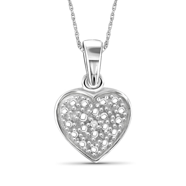 JewelonFire Accent White Diamond Heart Pendant in Sterling Silver