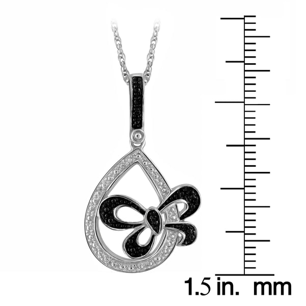 JewelonFire Accent Black Diamond Tear Drop Pendant in Sterling Silver