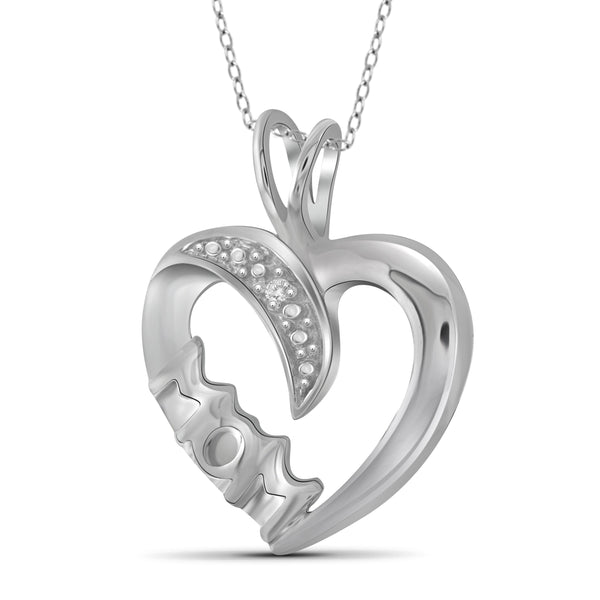 JewelonFire White Diamond Accent Sterling Silver Heart Pendant - Assorted Colors