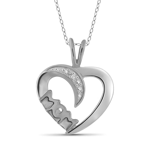 JewelonFire White Diamond Accent Sterling Silver Heart Pendant - Assorted Colors