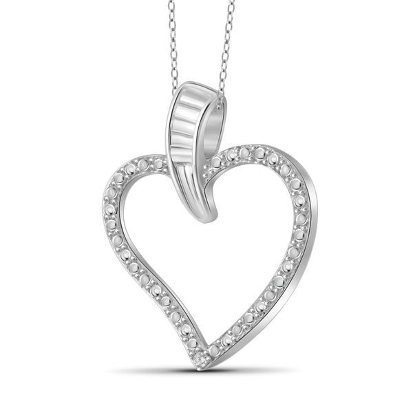 JewelonFire White Diamond Accent Sterling Silver Heart Pendant - Assorted Colors