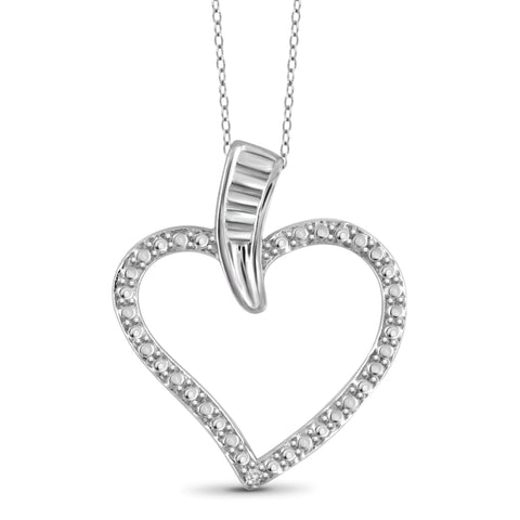 JewelonFire White Diamond Accent Sterling Silver Heart Pendant - Assorted Colors