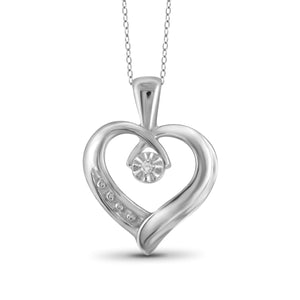 JewelonFire White Diamond Accent Sterling Silver Heart Pendant - Assorted Colors