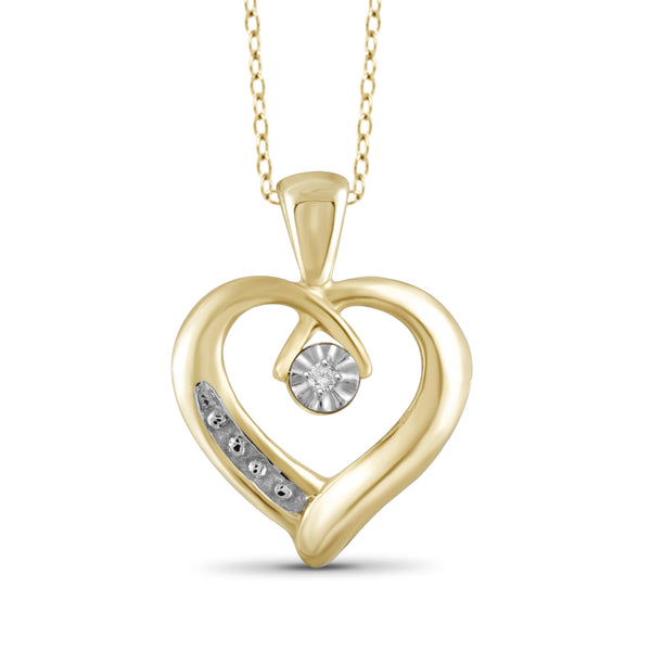 JewelonFire White Diamond Accent Sterling Silver Heart Pendant - Assorted Colors