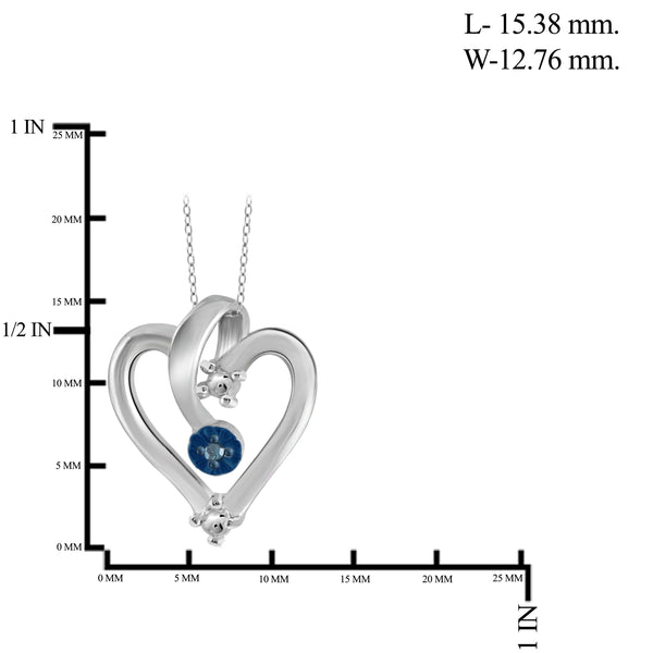 JewelonFire Blue Diamond Accent Sterling Silver Heart Pendant