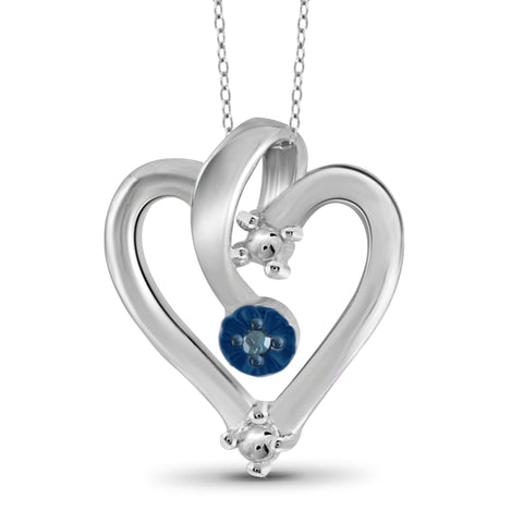 JewelonFire Blue Diamond Accent Sterling Silver Heart Pendant