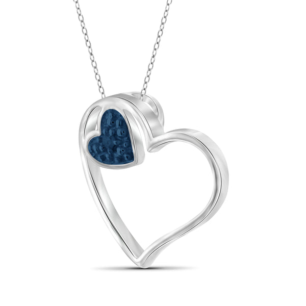 JewelonFire Blue Diamond Accent Sterling Silver Heart Pendant