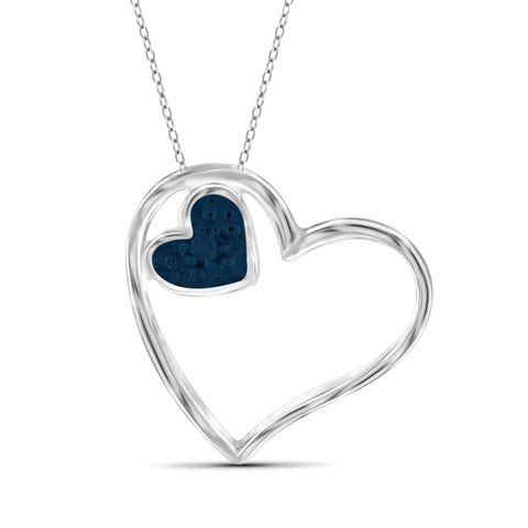 JewelonFire Blue Diamond Accent Sterling Silver Heart Pendant