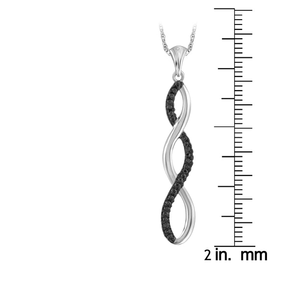 JewelonFire Accent Black Diamond Twist Pendant in Sterling Silver