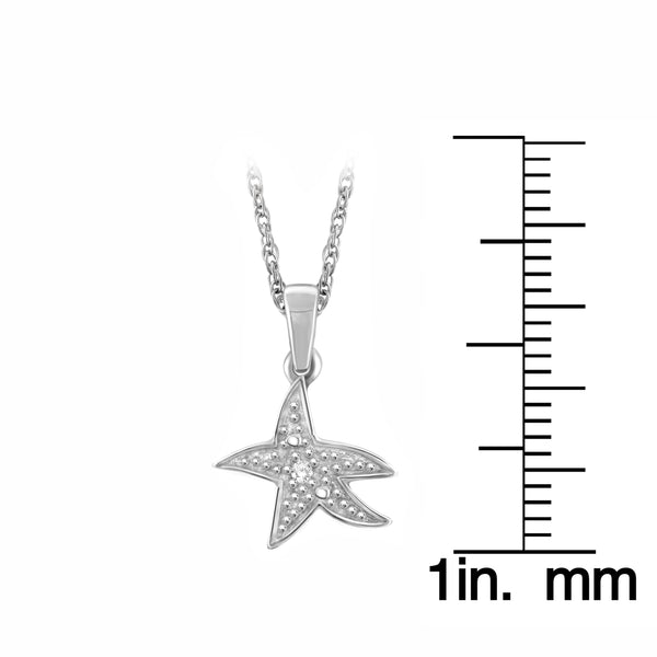 JewelonFire Accent White Diamond Starfish Pendant in Sterling Silver