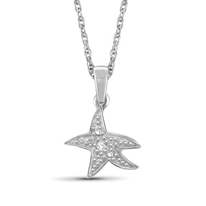 JewelonFire Accent White Diamond Starfish Pendant in Sterling Silver