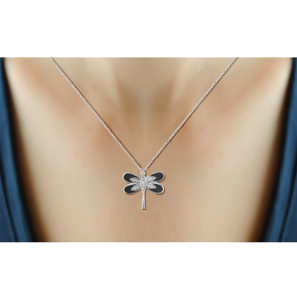 JewelonFire Accent White Diamond Butterfly Pendant in Sterling Silver