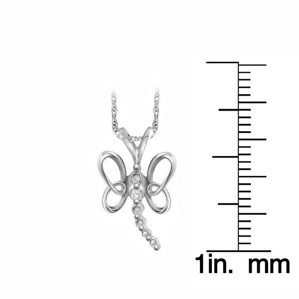 JewelonFire Accent White Diamond Butterfly Pendant in Sterling Silver