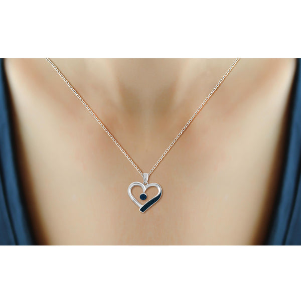 JewelonFire Blue Diamond Accent Sterling Silver Heart Pendant