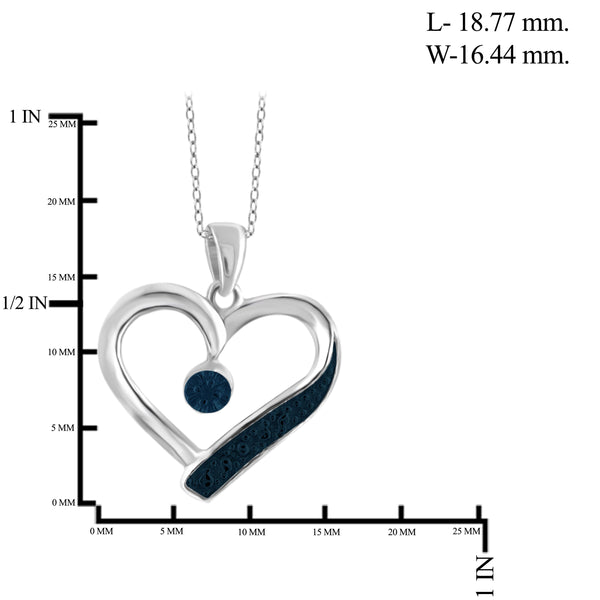 JewelonFire Blue Diamond Accent Sterling Silver Heart Pendant