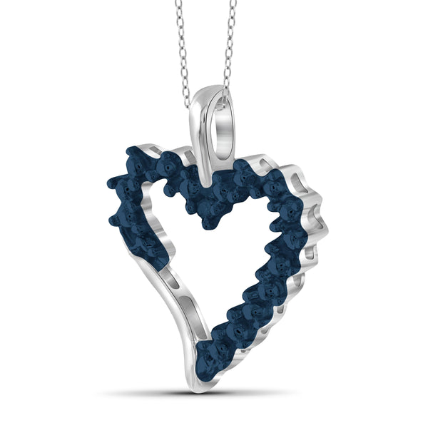 JewelonFire Blue Diamond Accent Sterling Silver Heart Pendant