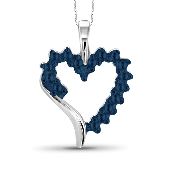 JewelonFire Blue Diamond Accent Sterling Silver Heart Pendant