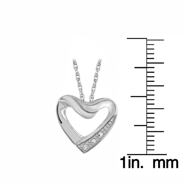 JewelonFire Accent White Diamond Heart Pendant in Sterling Silver