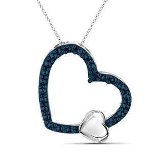 JewelonFire Blue Diamond Accent Sterling Silver Heart Pendant