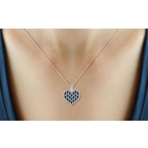 JewelonFire Blue Diamond Accent Sterling Silver Heart Pendant