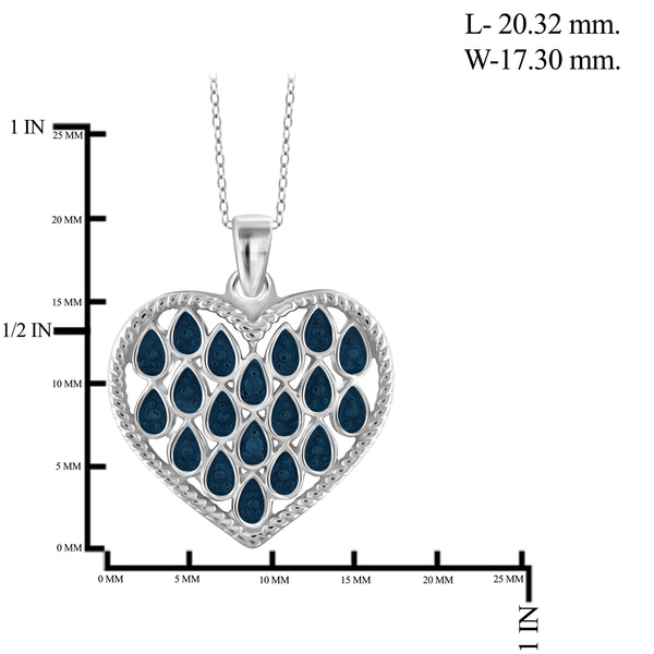 JewelonFire Blue Diamond Accent Sterling Silver Heart Pendant