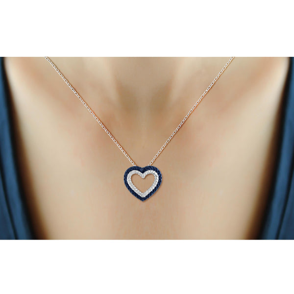 JewelonFire Blue Diamond Accent Sterling Silver Heart Pendant