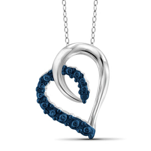 JewelonFire Blue Diamond Accent Sterling Silver Heart Pendant