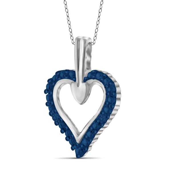 JewelonFire Blue Diamond Accent Sterling Silver Heart Pendant